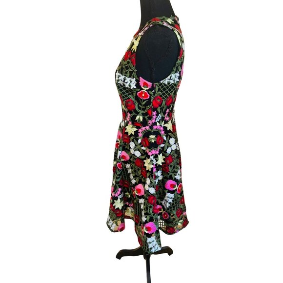 Orsay XS Floral Embroidered Semi Sheer Sleeveless Lined Black Dress Boho - Picture 5 of 15